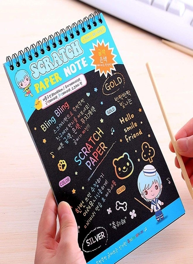 Art Bundle Kids Stationery Big Size Notebook Sketch Scratch Paper Note Drawing Educational Toy+Wooden Pencil-9 x 7 inch (Pack of 6) - Image 5